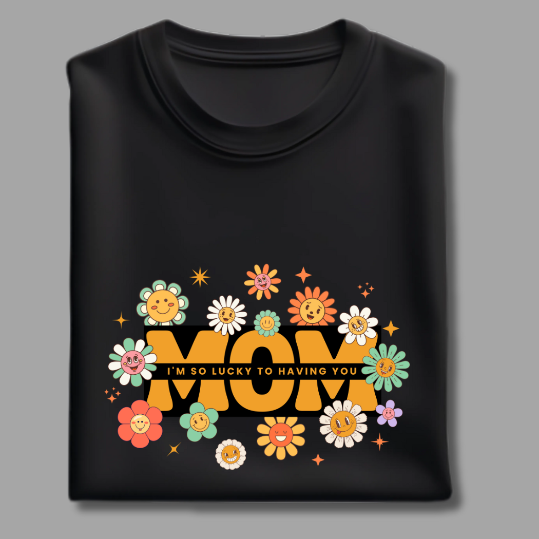 Mom Floral Black T-Shirt