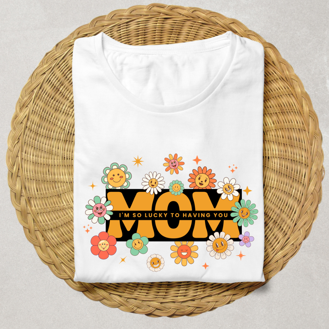 Mom Floral White T-Shirt