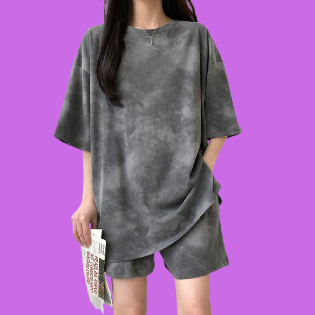 Oversized White & Black Unisex Tie-Dye Co-Ords