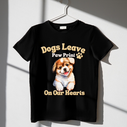 Dogs Leave Paw Prints on Our Hearts Black Unisex T-shirt