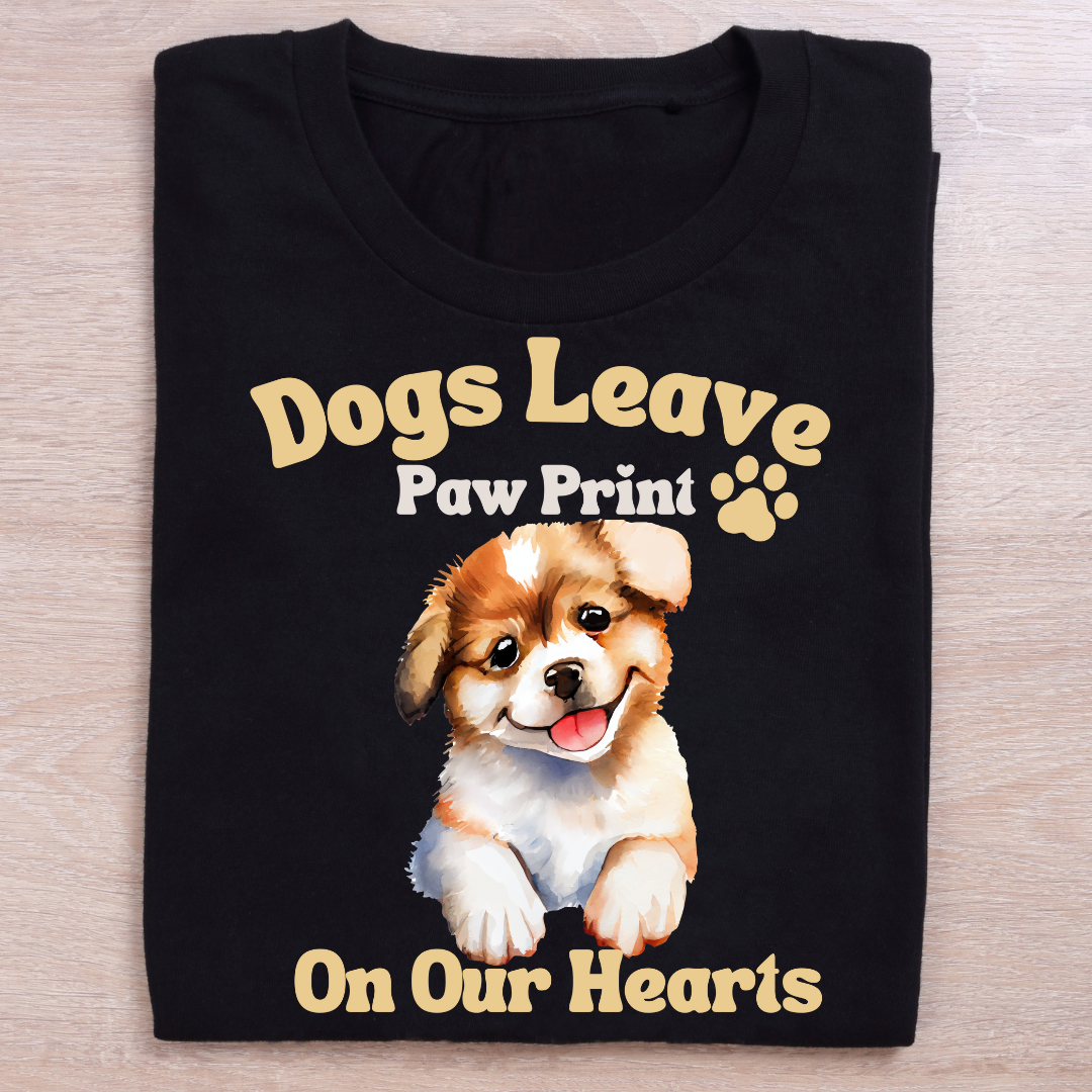 Dogs Leave Paw Prints on Our Hearts Black Unisex T-shirt