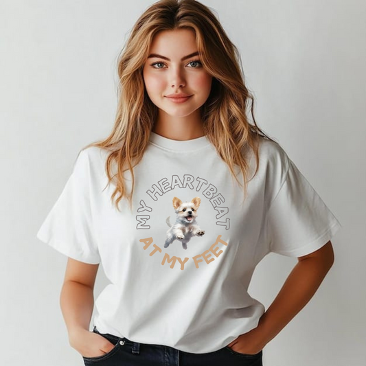 My Heartbeat at My Feet White Unisex T-shirt
