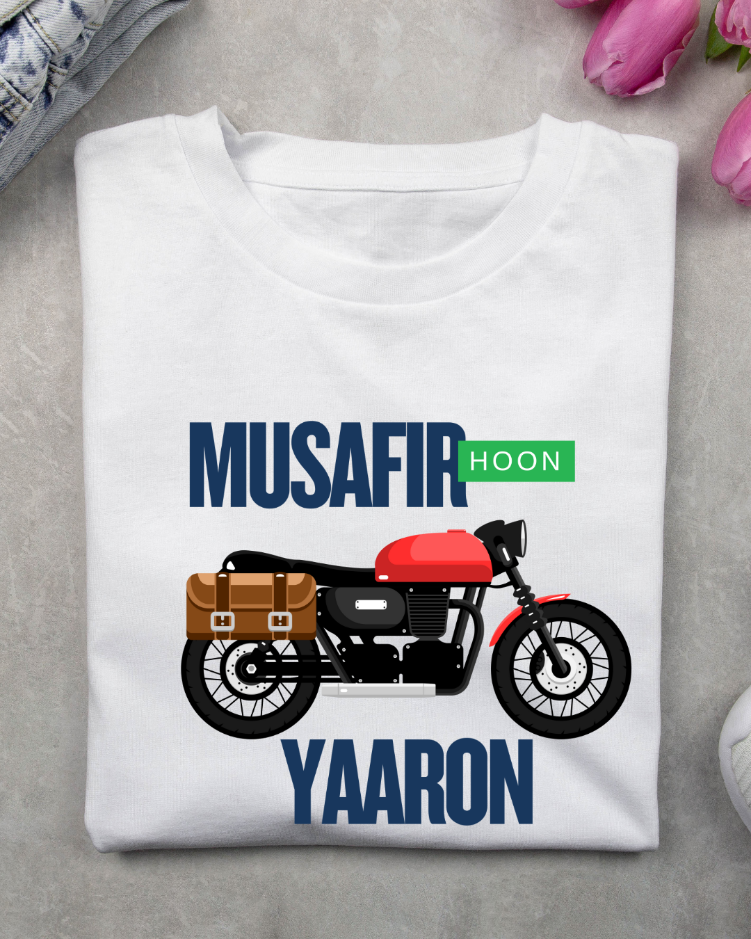 MUSAFIR HOON YAARON White Print Unisex T-Shirt