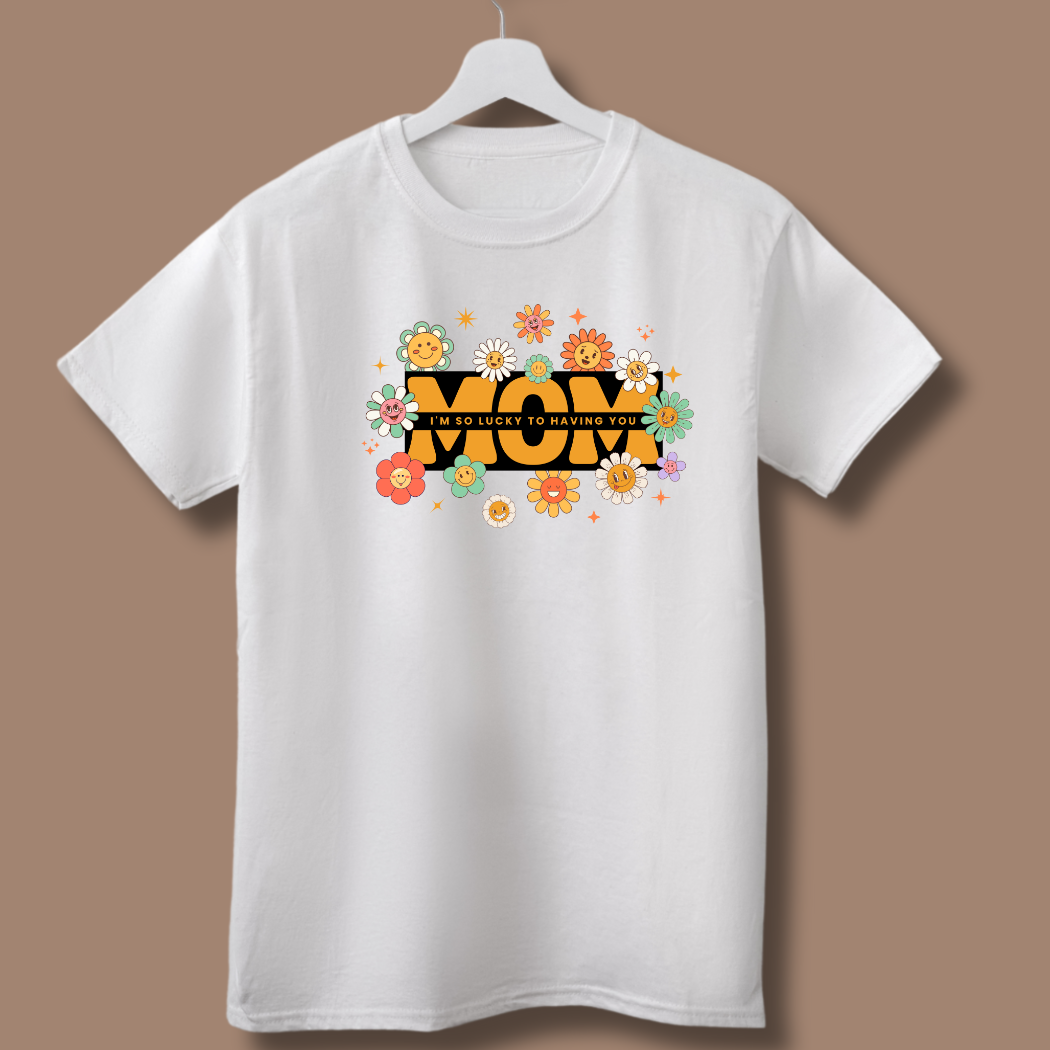 Mom Floral White T-Shirt