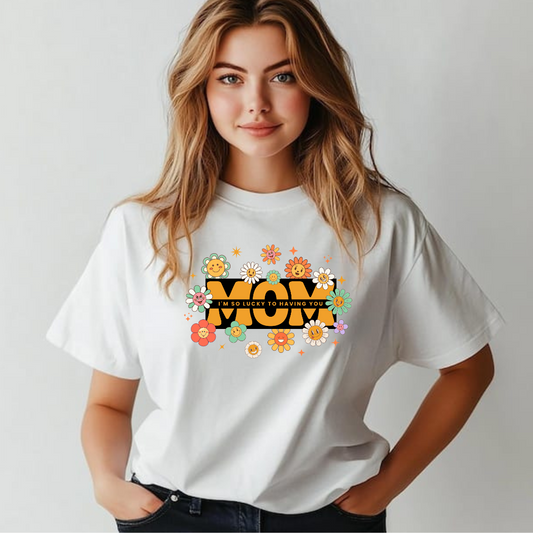 Mom Floral White T-Shirt