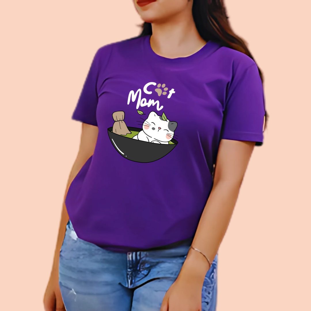 Cat Mom Half Sleeve T-Shirt