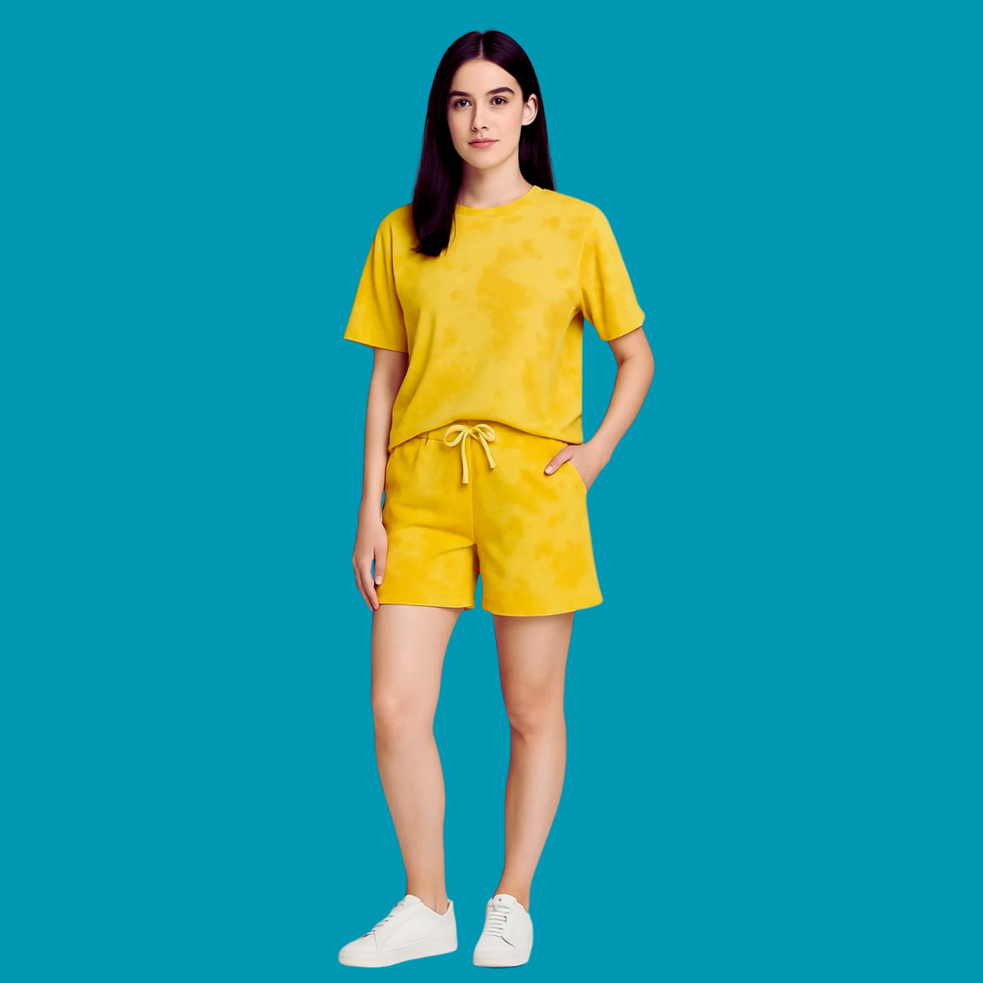Oversized Yellow Unisex Co-ords | Premium Tie-Dye Streetwear Set