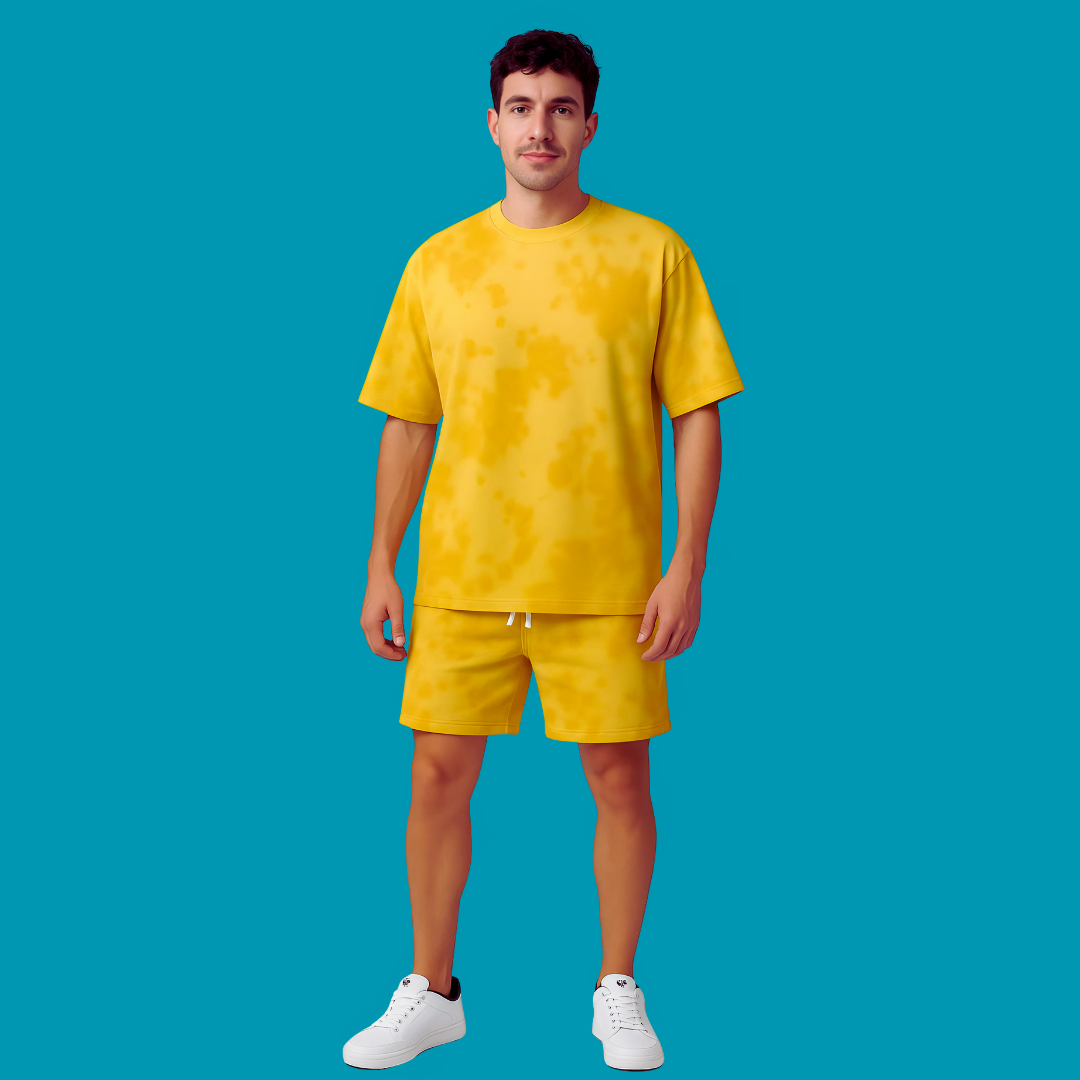 Oversized Yellow Unisex Co-ords | Premium Tie-Dye Streetwear Set