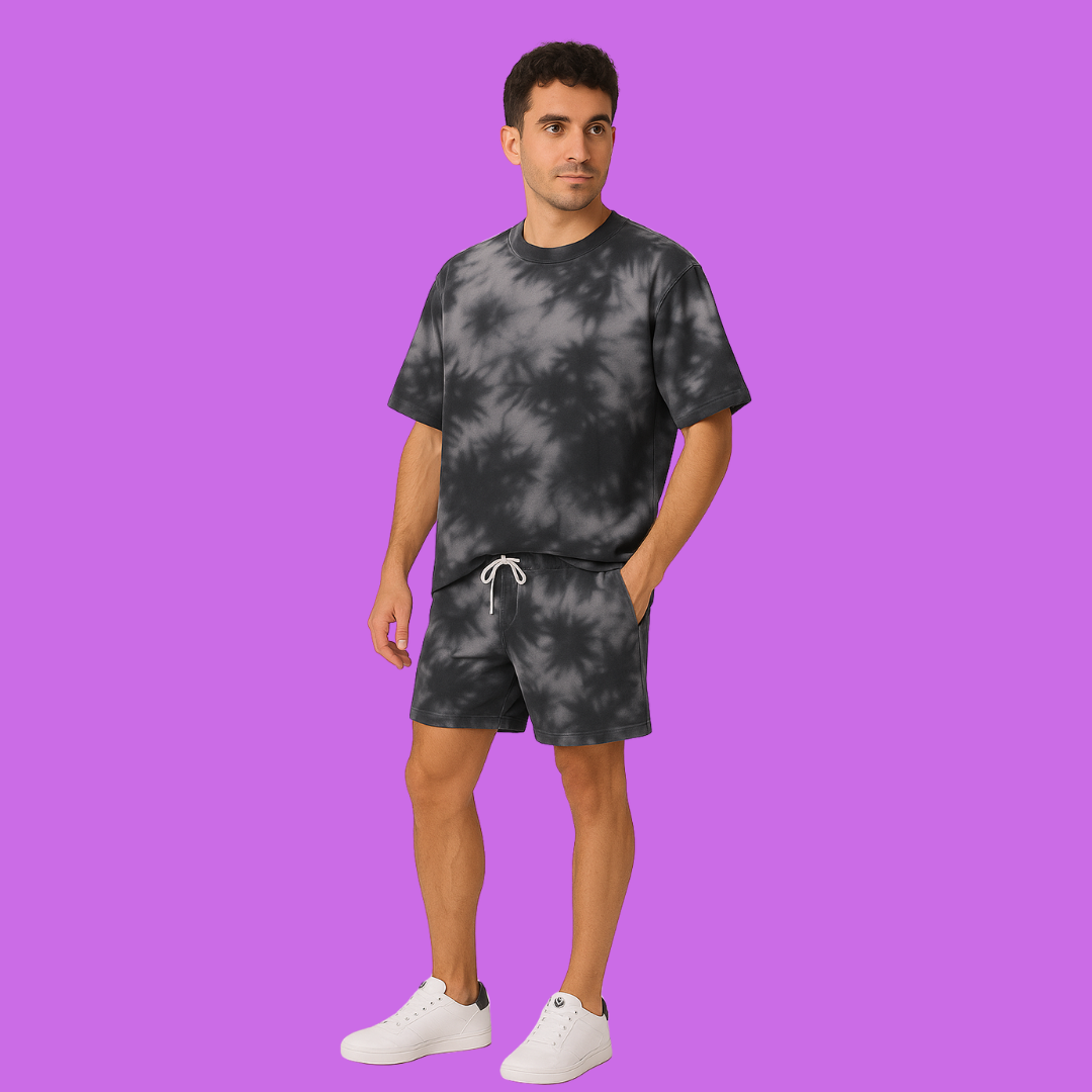 Oversized White & Black Unisex Tie-Dye Co-Ords