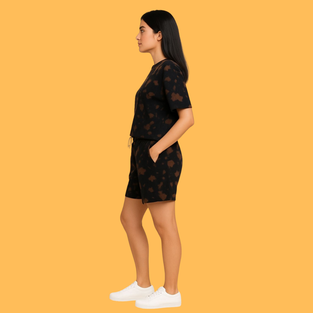 Oversized Brown & Black Unisex Co-ords | Premium Tie-Dye Streetwear Set