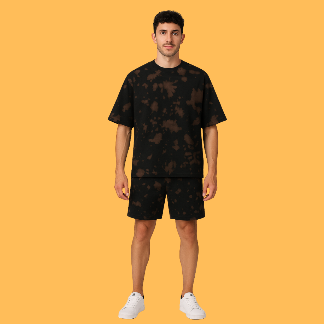 Oversized Brown & Black Unisex Co-ords | Premium Tie-Dye Streetwear Set